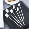 1/2pcs Set Stainless Steel Shovel & Point Spoons Coffee Tea Spoon Ice Cream Dessert Tip Scoops Cutlery Tableware SetKitchenTools