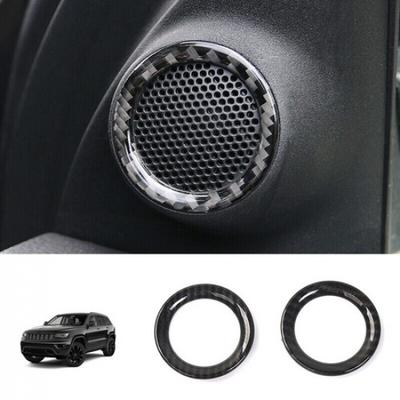 2x Front Door Speaker Ring Trim Cover for Jeep Grand Cherokee 2011+ Carbon Fiber