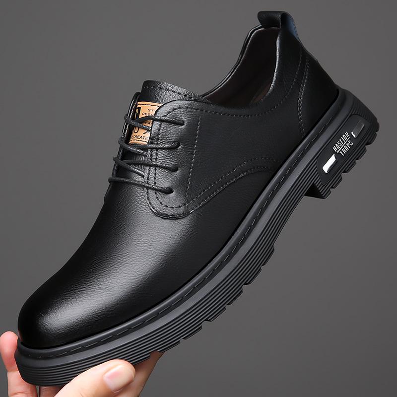 

Мужская обувь Весна и Осень Деловая Платье Мужская Кожаная обувь с большой головой Платформа Повседневная Ретро Низкий верх Ботинки Мартина Мужская Кожаная обувь Мужская 38