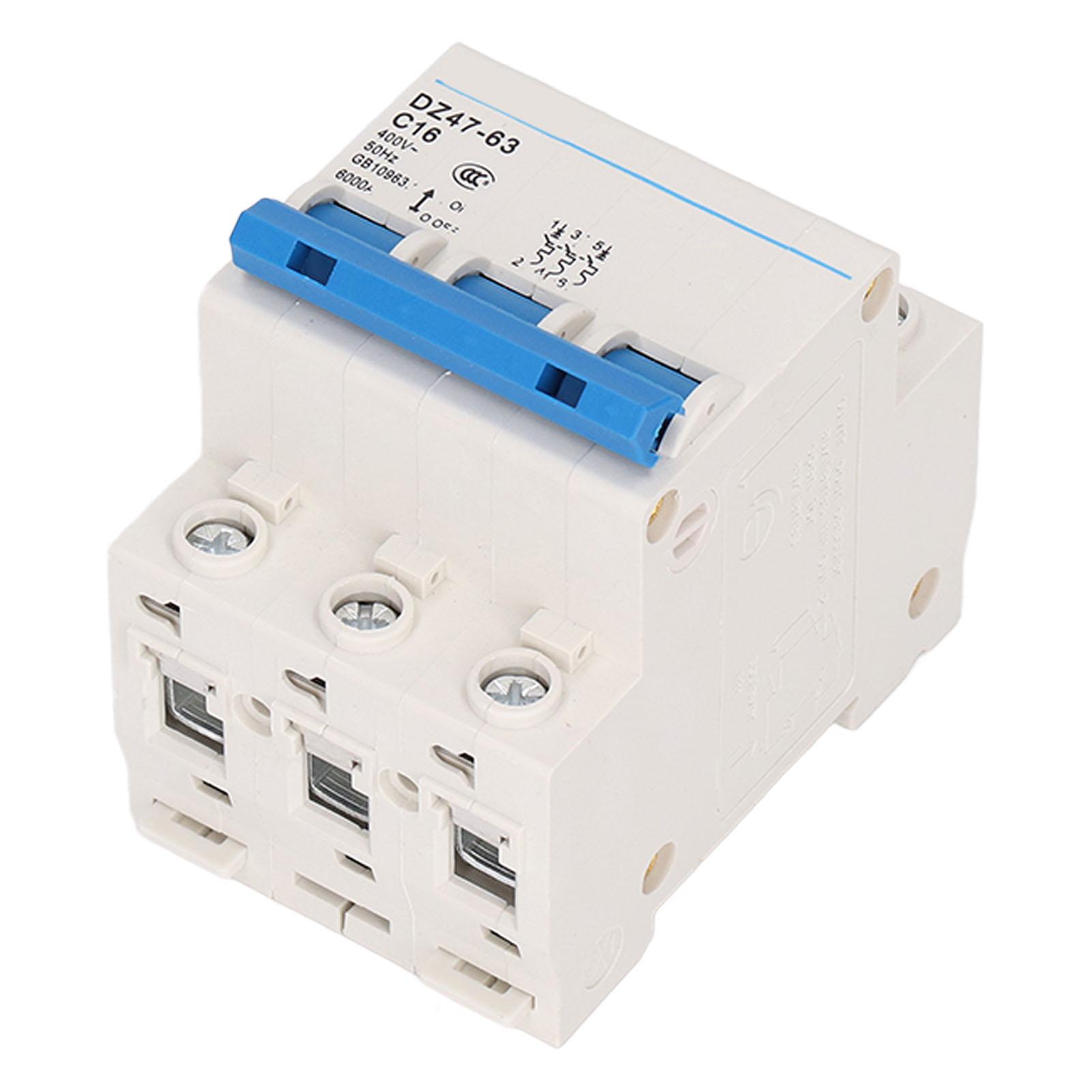 

3P Miniature Circuit Breaker DIN Rail Mount Low Voltage Protection Switch 400V 16A DZ47‑63 C16