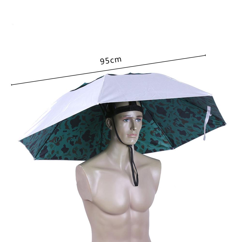 Outdoor Foldable Head Umbrella Hat Anti-Rain Anti-UV Fishing Caps Portable Travel Hiking Beach Fishing Umbrellas Hat Rain Gear