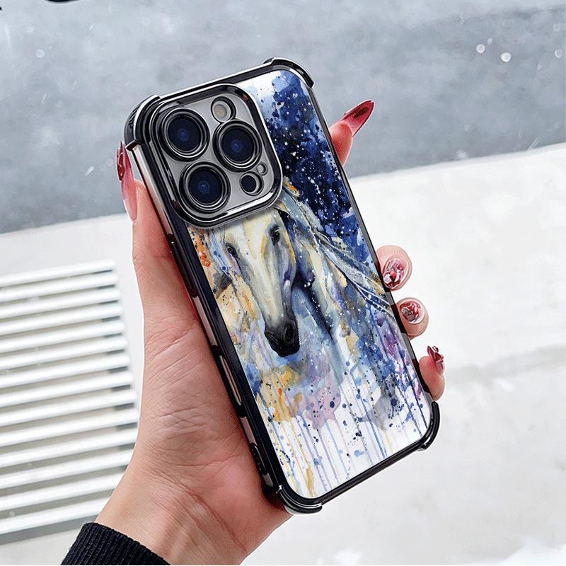 Oil Painting Horse Plating Phone Case For Xiaomi Poco X5 X6 X7 X8 Pro Max F8 Ultra F7 M8 M7 M5S Redmi 15C 15 14C 13C 13 X3 12C F