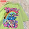 Mode Baumwolle Damen T-Shirts Alien UFO Weltreise Drucke Kurzarm Rundhalsausschnitt Weich Atmungsaktiv Street Damen Kleidung