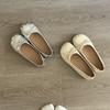 Blue cabinet, ballet style silver round head, cute small single shoes, super soft and comfortable grandma shoes, flat leather shoes.