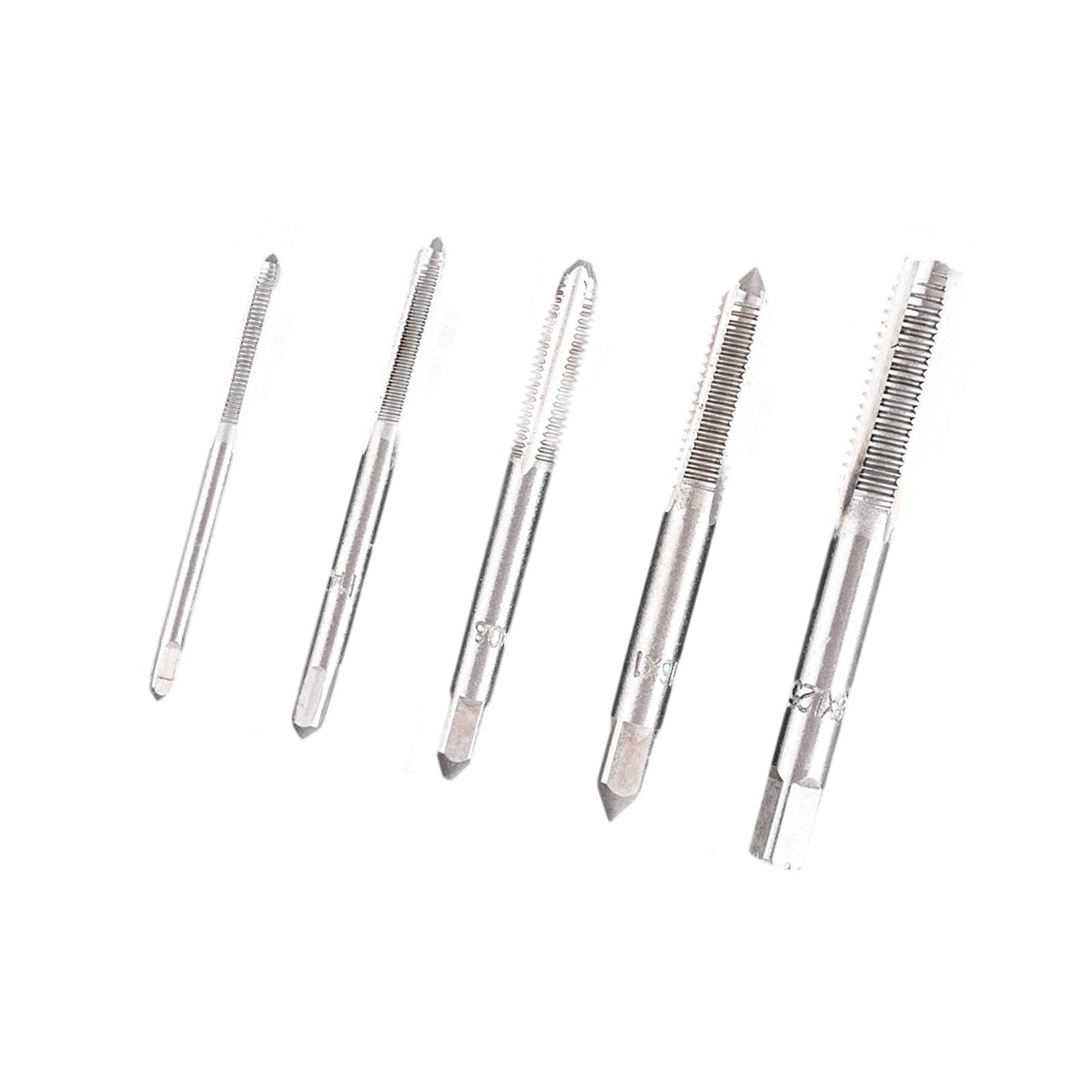 

Professional Grade Hand Tap Set 5Sizes 3mm 4mm 5mm 6mm 8mm Heat Treated Steel Durability Metal Threading Tool 5pc 1