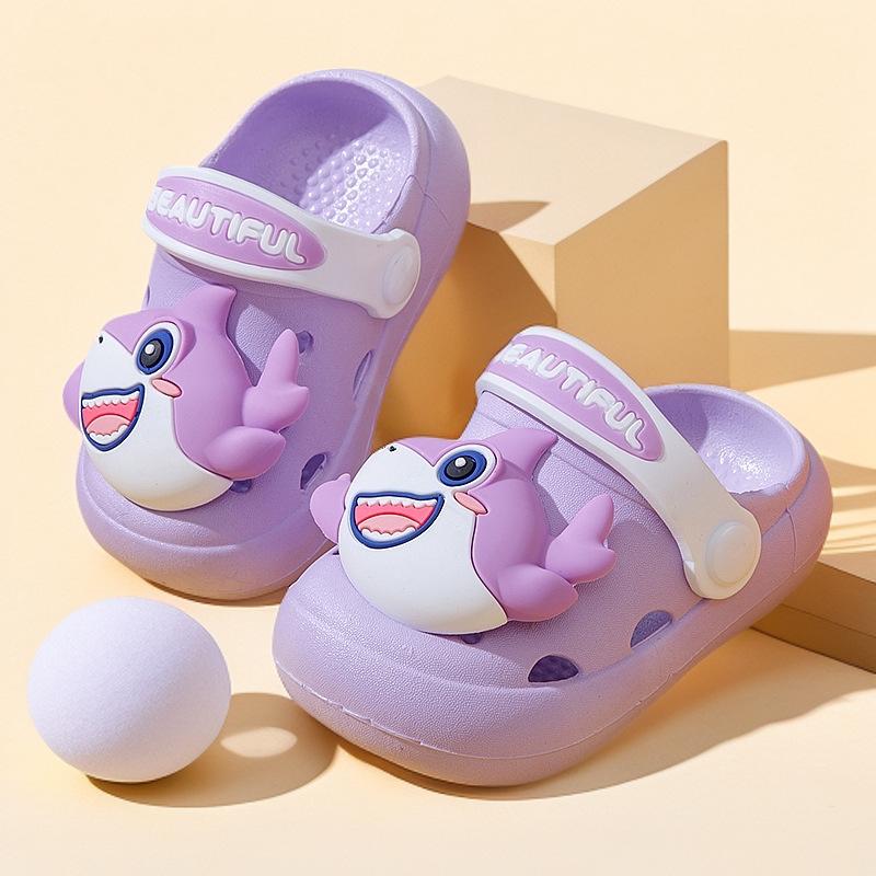 Cute Shark Toe-Covered Children s Slippers for Summer, Boys and Girls Non-Slip Cartoon Home Sandals 21/22【Insole Length13cm