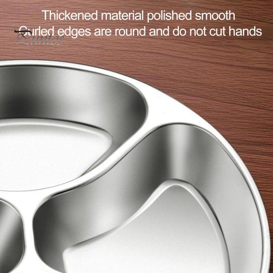 Stapelbare Meal Prep Schale Edelstahl geteilte Platte, 4-Fächer Metall Essensschale, Portionskontrolle rutschfeste Basis Schale Und Diätmanagement Trennwand für