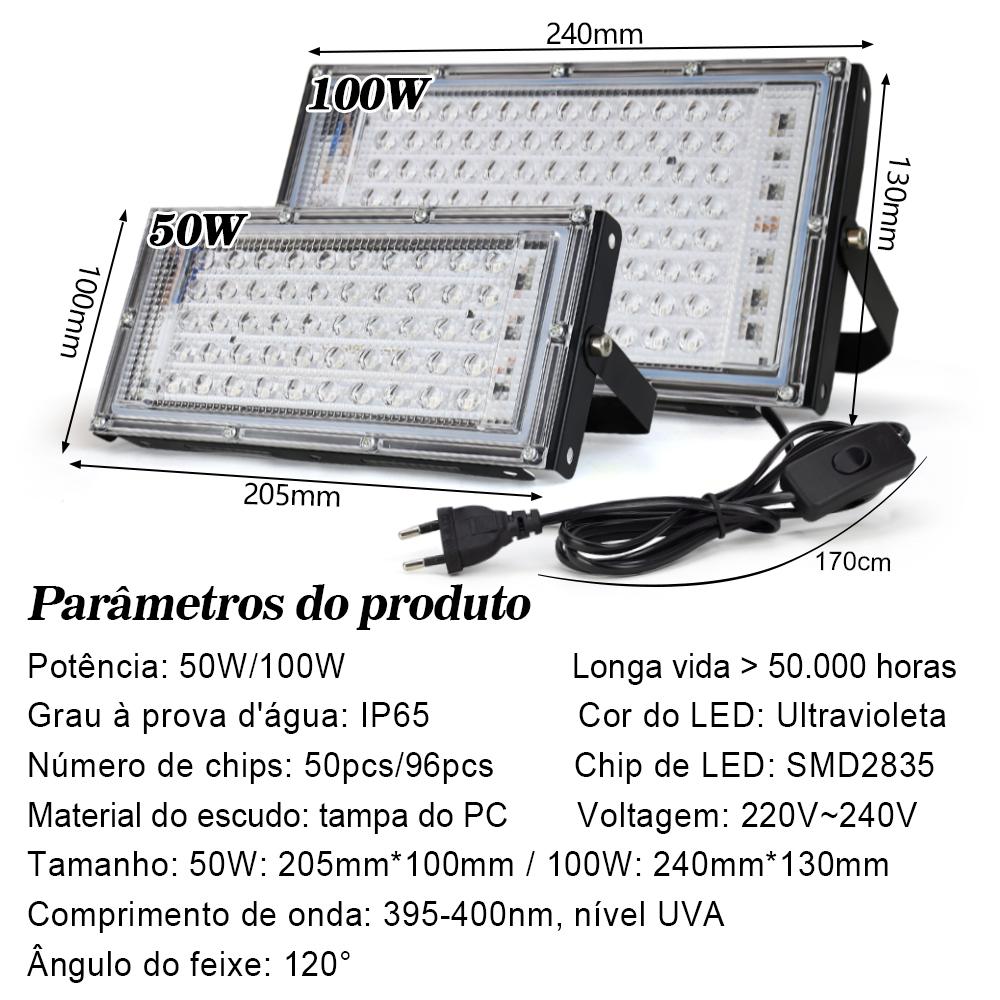 LED UV-Flutlicht 395nm 400nm 50W 100W 150W LED Bühnen-Schwarzlicht 220V Wasserdichte Ultraviolette Fluoreszierende Party-Bühnen-Hintergrundbeleuchtung