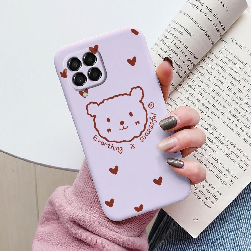 For Samsung Galaxy M33 M53 5G Case Cute Fashion Heart Flowers Soft Silicone Bumper Cover For Samsung M13 M15 M55 M35 Fundas TPU