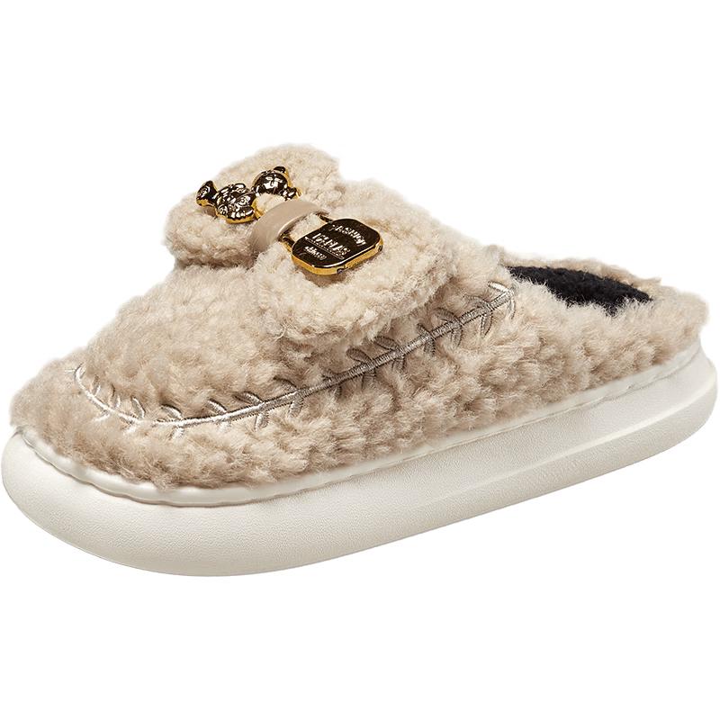 Yearkang Women s Bowknot Plush Home Slippers 38 абрикосовый
