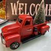 Camion Miniatura Vintage Chic Metallo Accattivante Rosso Natale Camion Decorazione per la Casa