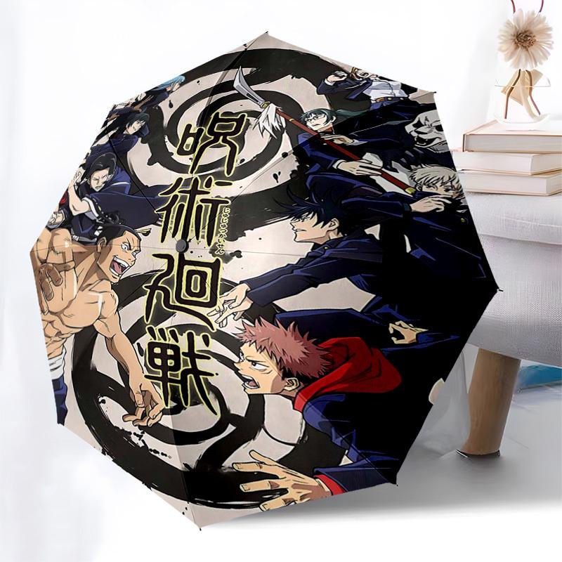 1pc Jujutsu Kaisen Outdoor Umbrella - Automatic Opening/Closing, Portable 3-Fold Design with 8-Rib Iron Frame - Perfect Gift for Fans, Travelers, Dail