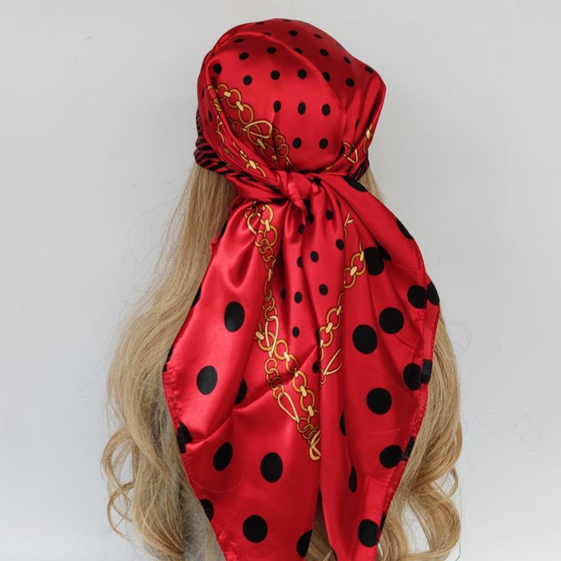 90*90cm Silk Scarf Scarftop Headwraps For Woman Fashion Four Seasons Hair Accessories Hijab Foulard Bandana Femme Headscarf