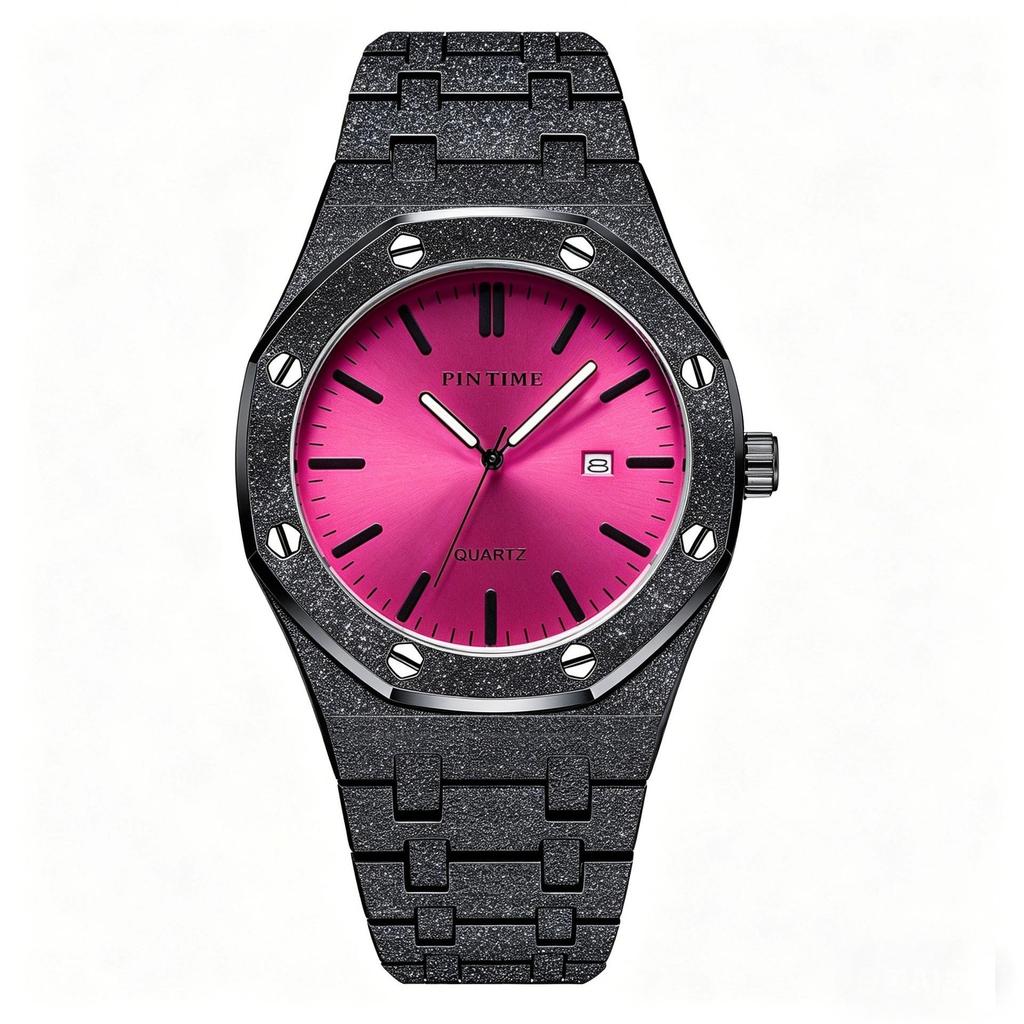 Mens Luminous Waterproof Watch Octagonal Analog Quartz Wrist Watch with Date Display