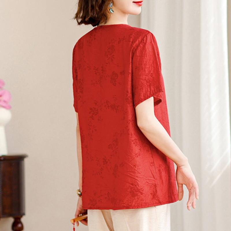 Elegant Blouses for Women Top Plus Size Casual Loose Women's Short Sleeve Shirt Summer Vintage Clothes