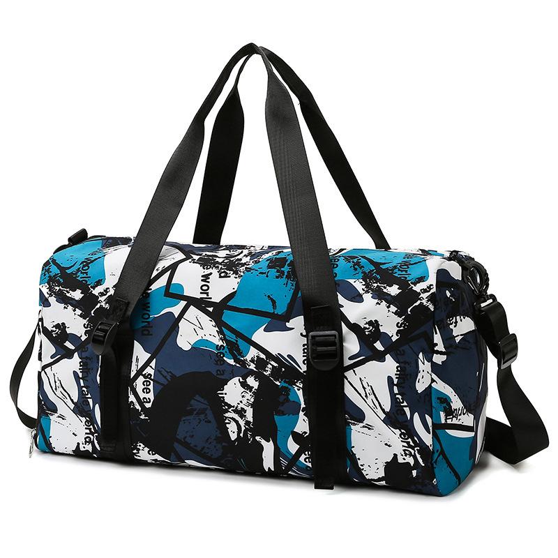 New graffiti sports fitness bag dry and wet separation large capacity travel bag independent shoe compartment fashion storage bag