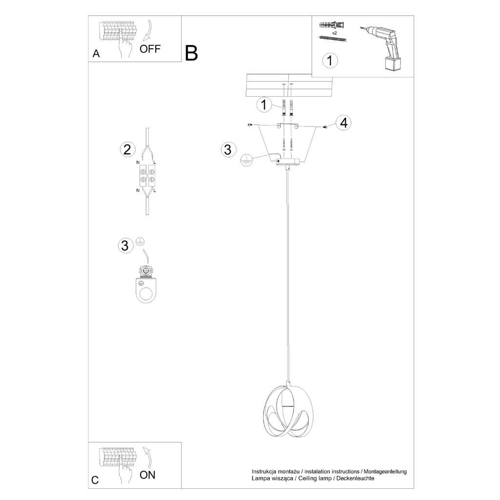 Lampa Wisząca Tulos 1 E27 Czarny Sollux Sl.1087
