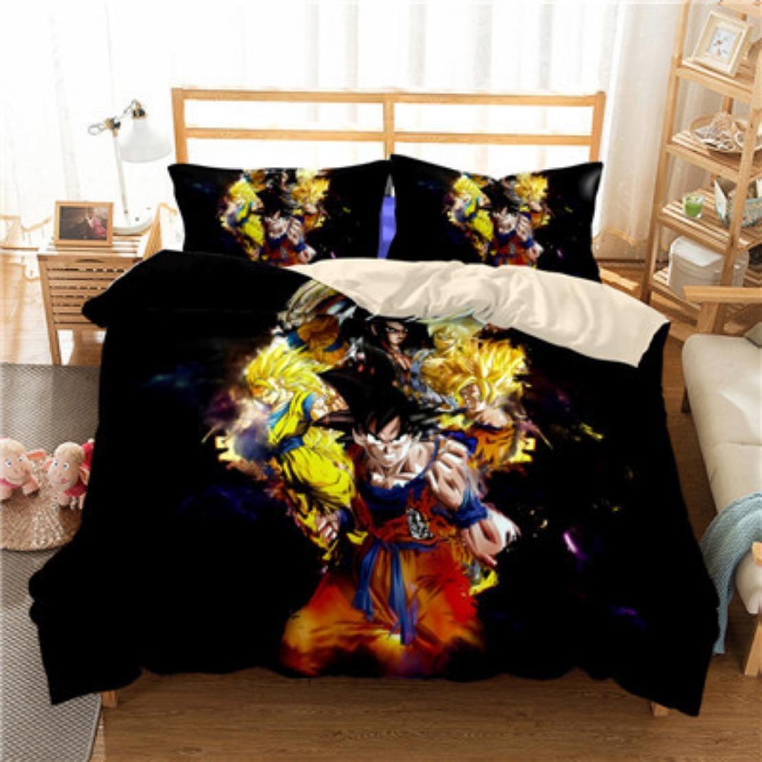 

3D Print Seven Goku Bedding Set Saiyan Son Goku Duvet Cover King Size Bed Set Quilt Cover Soft Anime Bedclothes 135x200cm 2pcs
