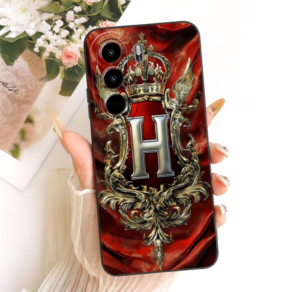 For Itel Power 70 / Itel P70 Feather Crown Initial Letter Phone Case For Itel P70 Power70 P673L Soft Silicone Covers Bumpers