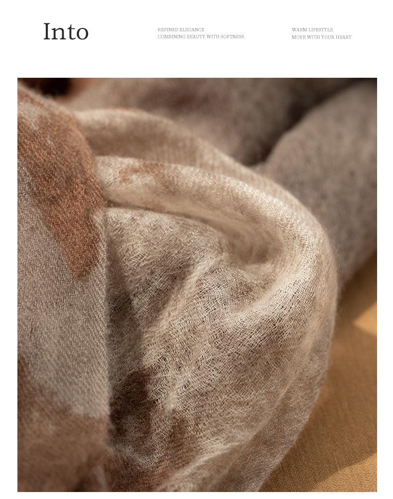 Sunset Series Women's Pure Cashmere Printed Scarf: Autumn/Winter Fashionable Extended Shawl