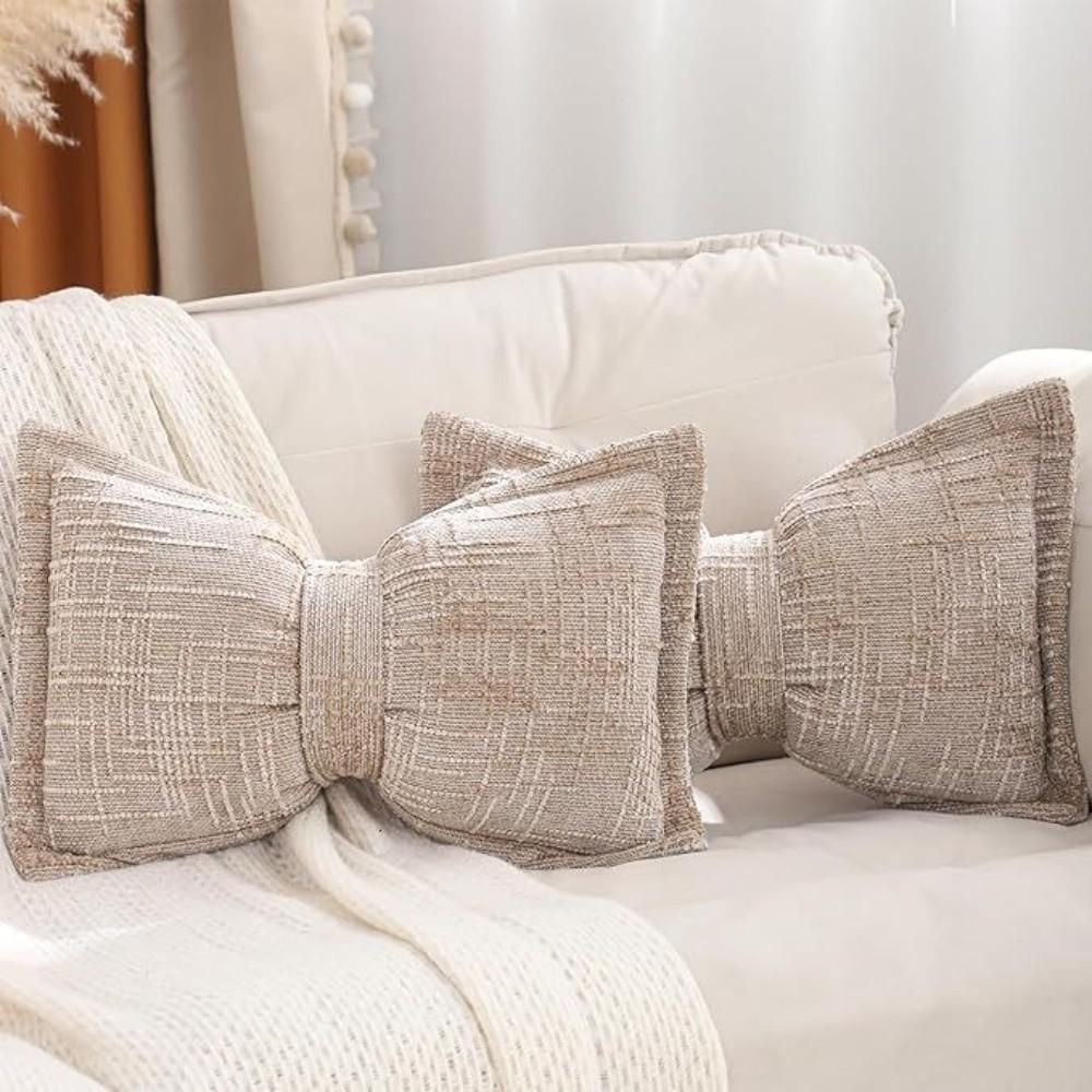 Bow Pressed Edge Pillow Cases Decorative Throw Pillow Covers Cushion Covers Home Decor