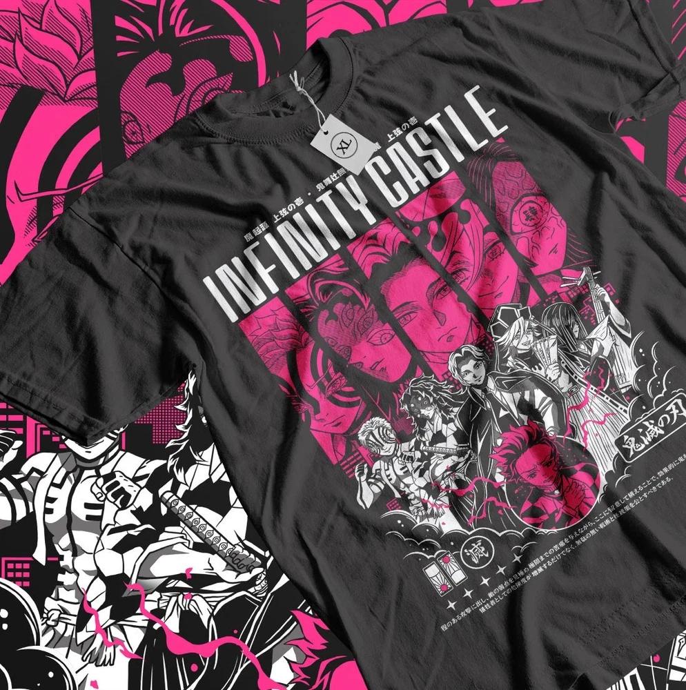 Anime Demon Slayer Infinity Castle Pink Black TShirt S4XL Unisexga Gaming Gift S