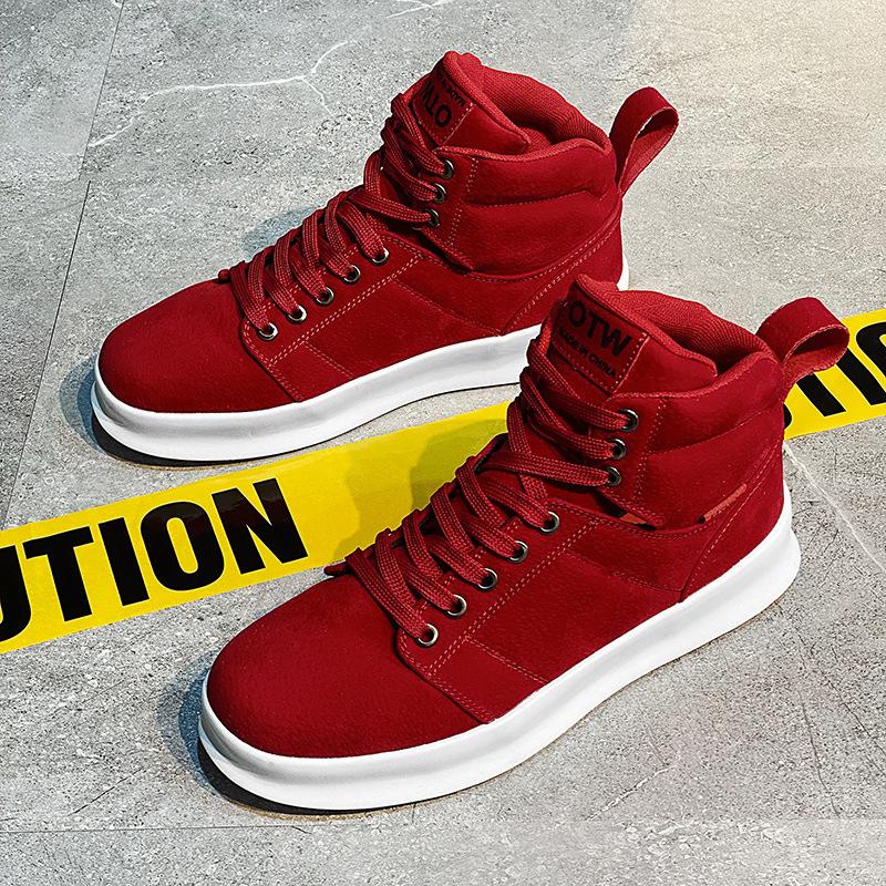 

Мужские короткие ботинки, модные, повседневные, однотонные, на шнуровке, с плоской подошвой, для ходьбы, мужские удобные ботильоны 44 красный