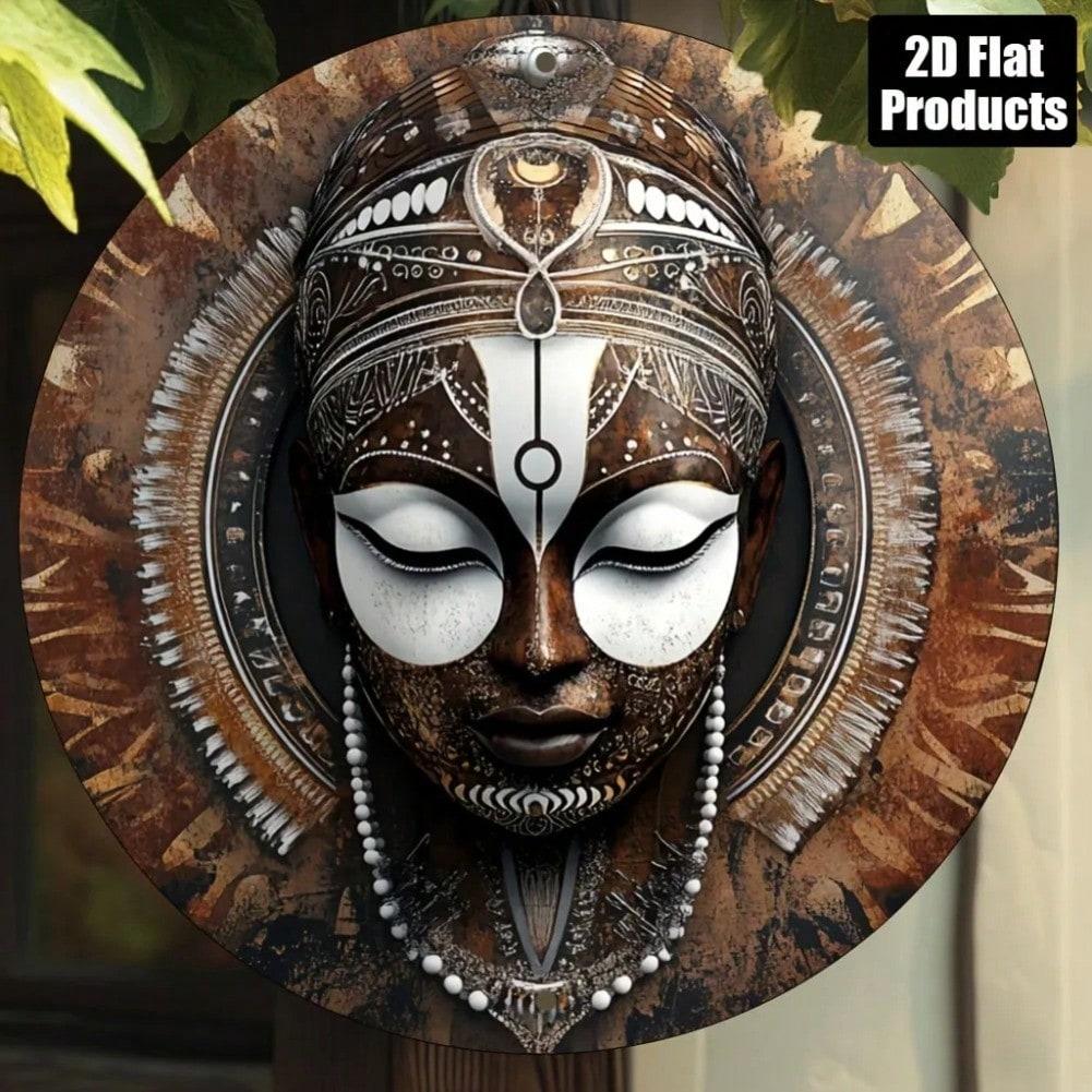 Винтажное tribal алюминиевое настенное искусство 8x8 дюймов Декор с бусинами Подарок разноцветный