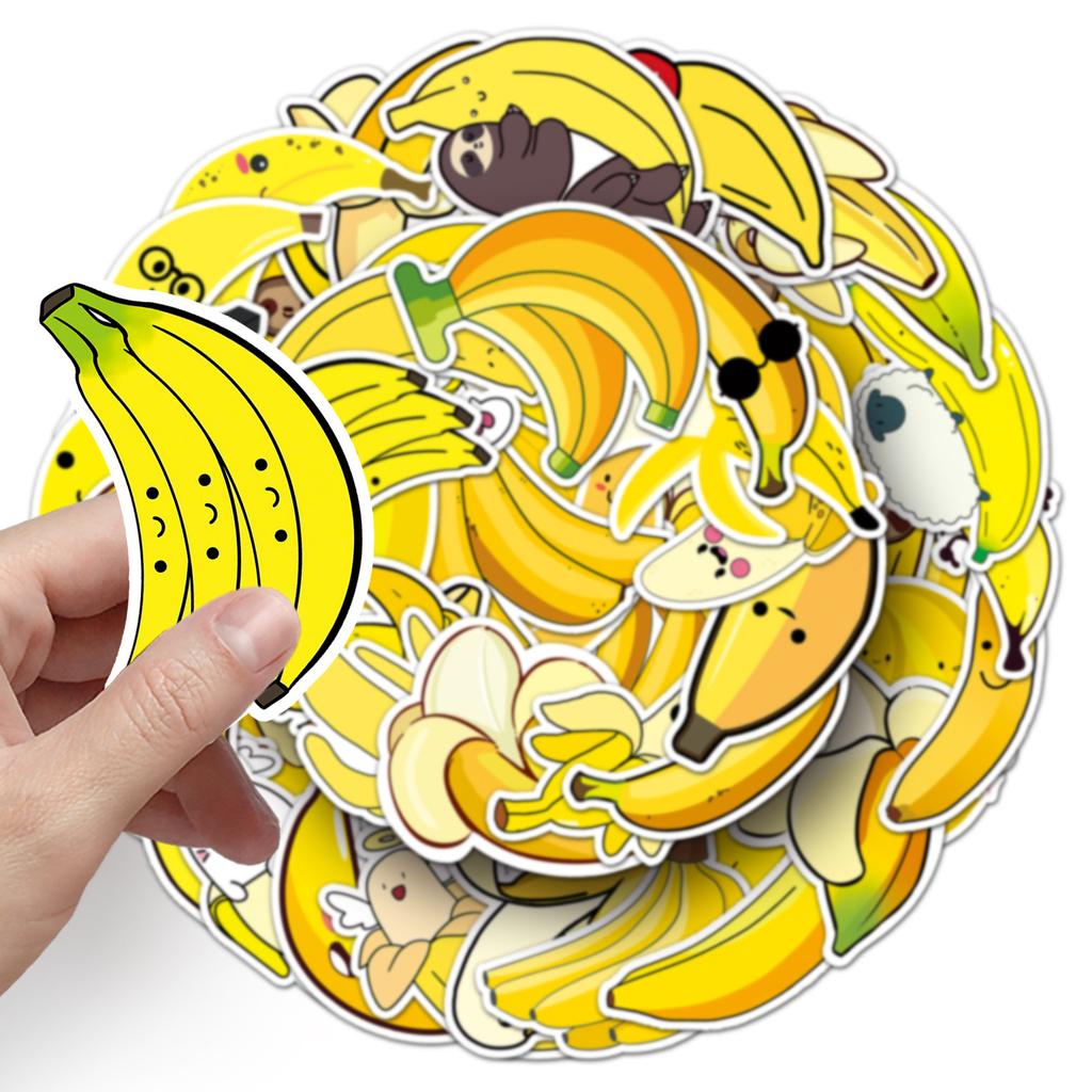 50 Banana Doodle Personality Cartoon Fruit Children's DIY Skateboard Mobile Phone Case Suitcase Sticker Waterproof