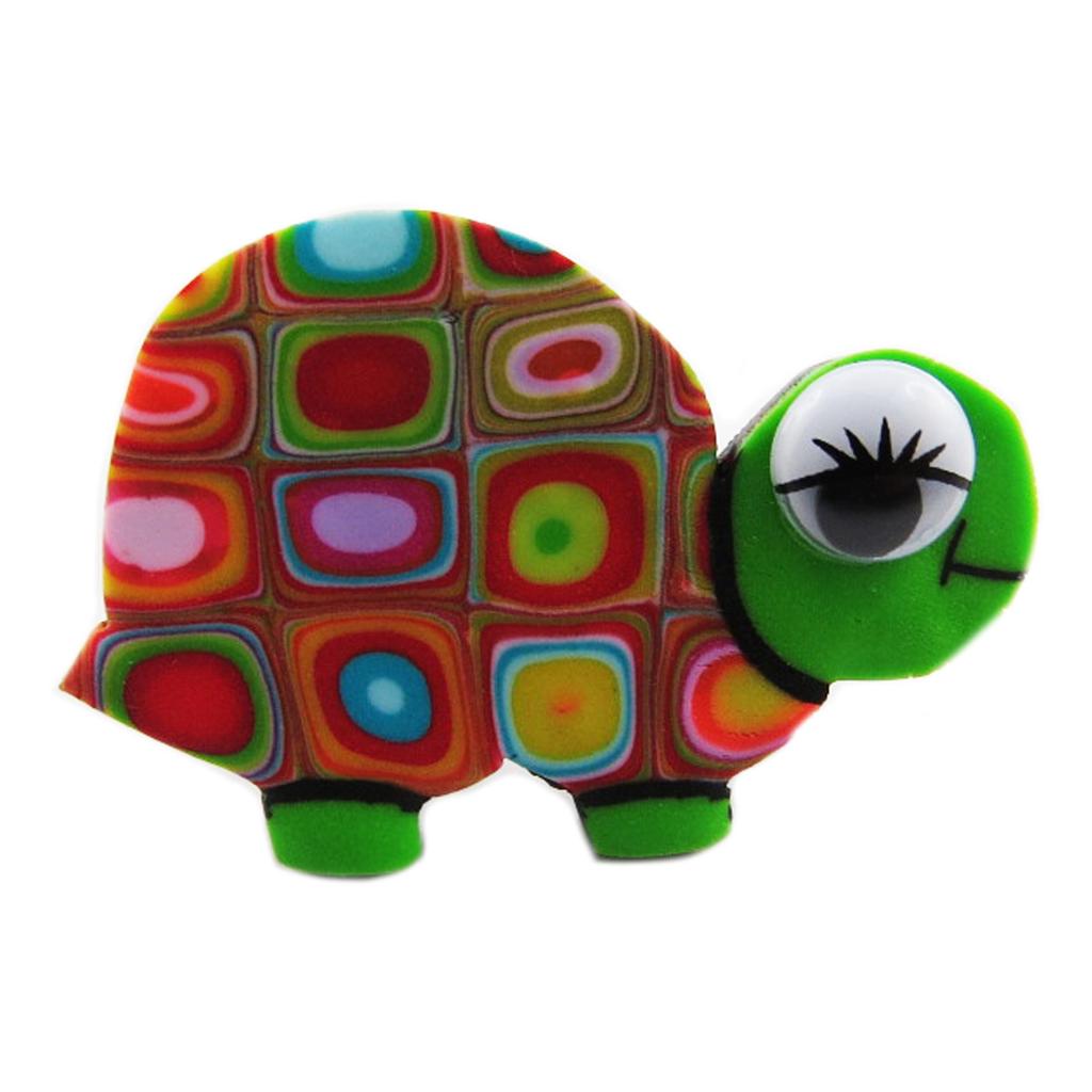 Les Trésors De Lily [R1334] - Handcrafted Ring 'Columbine & Harlequin' Green Multicolor (turtle) - 33x23 Mm