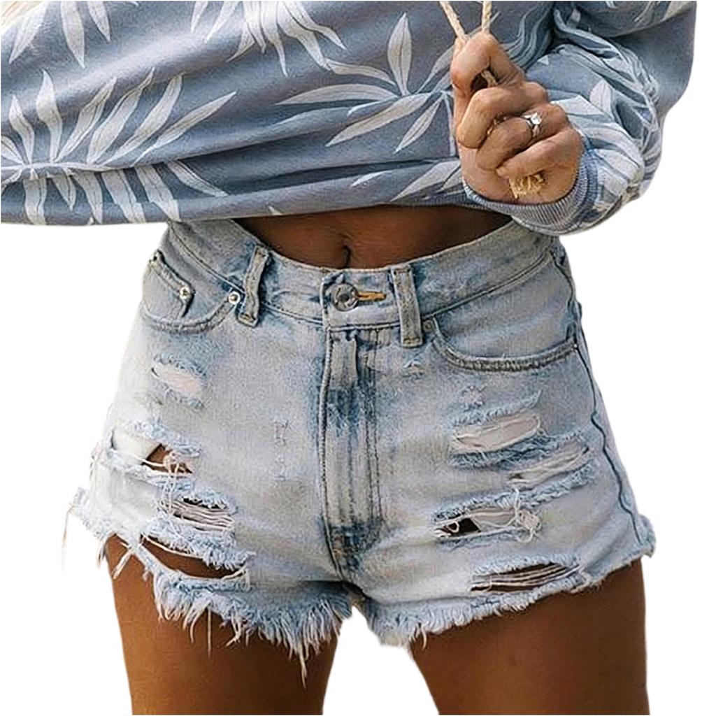 Women's Color Jeans Stretch Slim Fit Distressed Denim Shorts