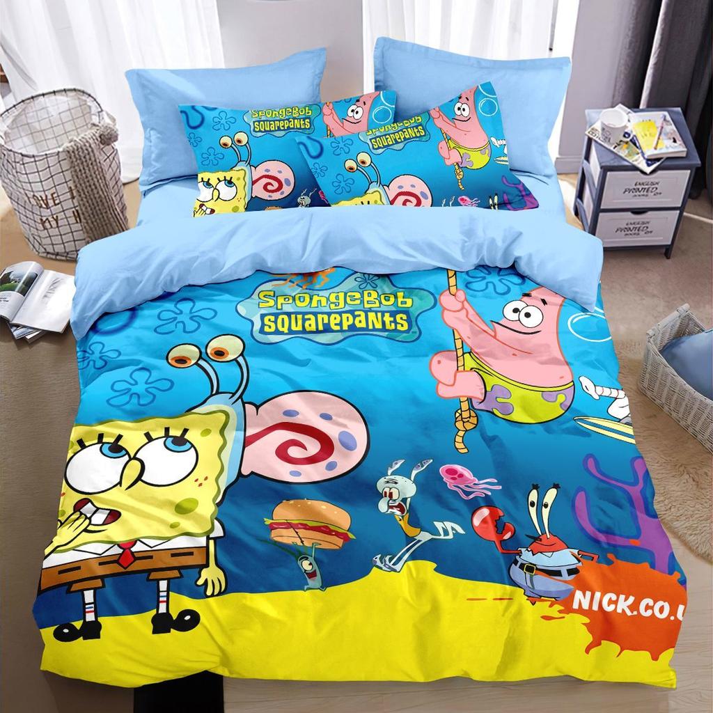 3D SpongeBob SquarePants Polyester Duvet Cover Set for Children, King Size Bedding, Comforter Sets, 100% Polyester
