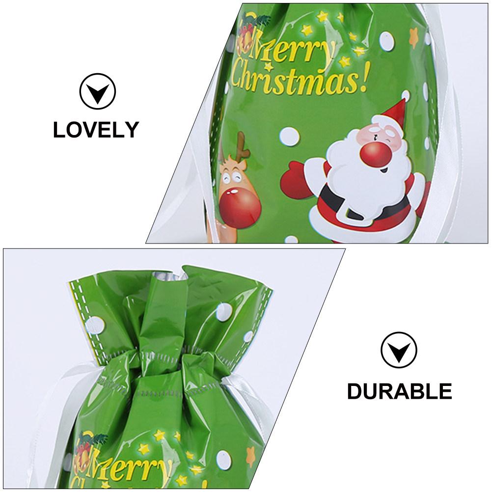 12Pcs Gift Christmas Plastic Drawstring C Y Wrapping Drawstring Bags Bags Xmas Gift Containers Storage Pouches