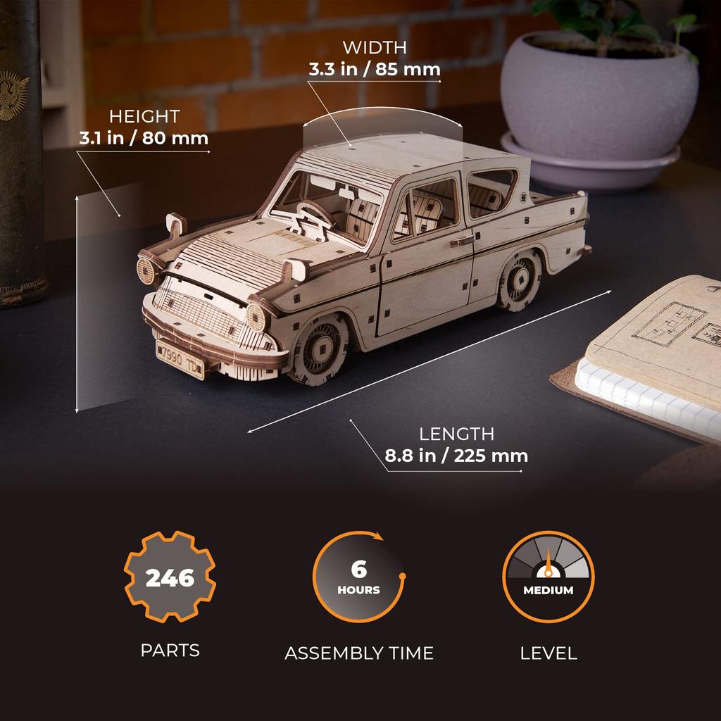 Ugears Harry Potter Flying Ford Anglia 70173 Wooden Puzzle Craft Model No Glue or Tools Required Adult