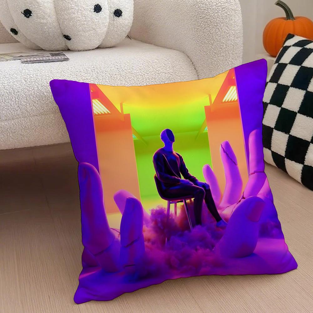 Moderne Elegante Cyberpunk Farbverlauf Ton Kissenbezug Leinen Kissenhülle Weich Atmungsaktiv Schutz Couch Zimmer Dekoration