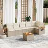 Garden Furniture Set - vidaXL - 7 Pcs - Beige Braided Resin - Removable Covers - Modular Design