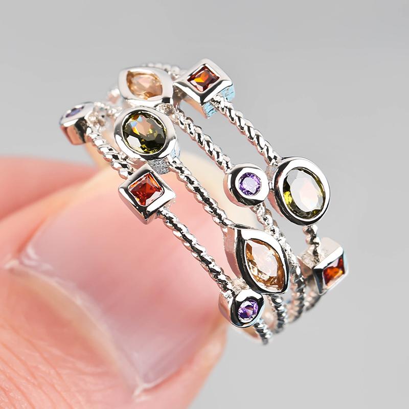 

Colored Zircon Color Rings For Women Hollow Engagement Ring Bijoux Bague Rings Bride Wedding Jewelry Gift Wholesale 8