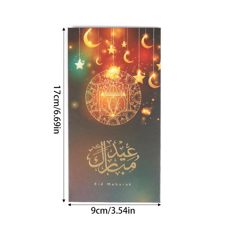 6 stk Eid Mubarak Kontantkonvolutter Penger Kort Ramadan Måne Slott Dekorasjon 2025 Islamsk Muslimsk Eid Al-fitr Invitasjonsrekvisitter