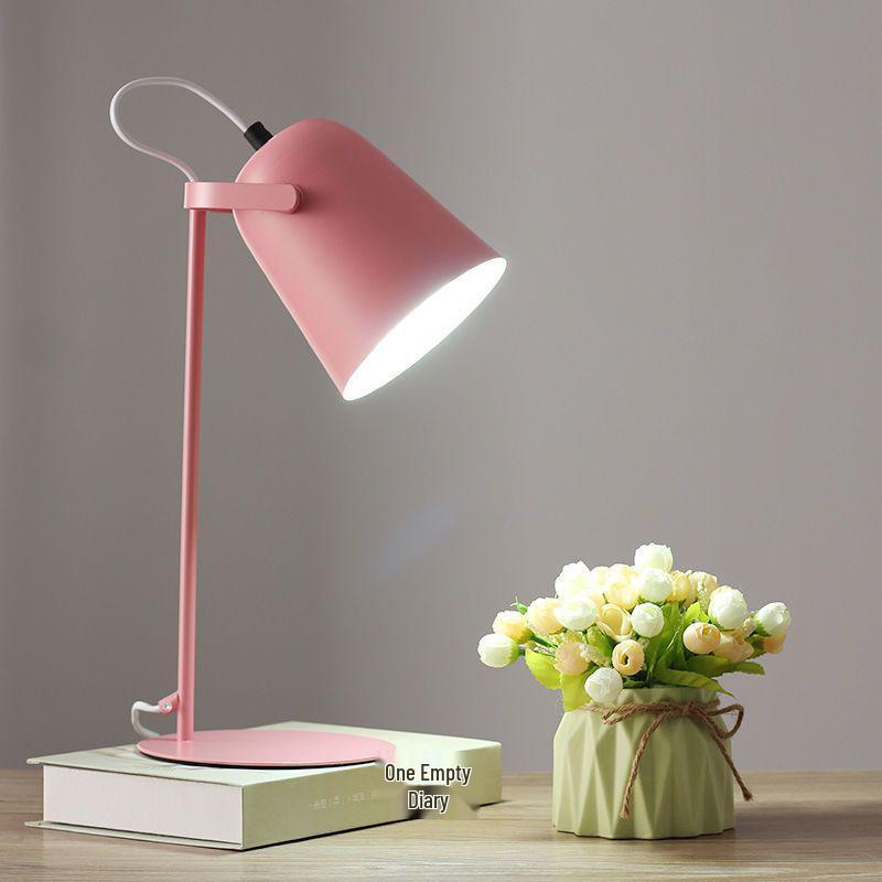 Nordic Minimalist LED Desk Lamp for Dorms and Bedrooms - Eye Protection, Plug-in, Ideal for Students.