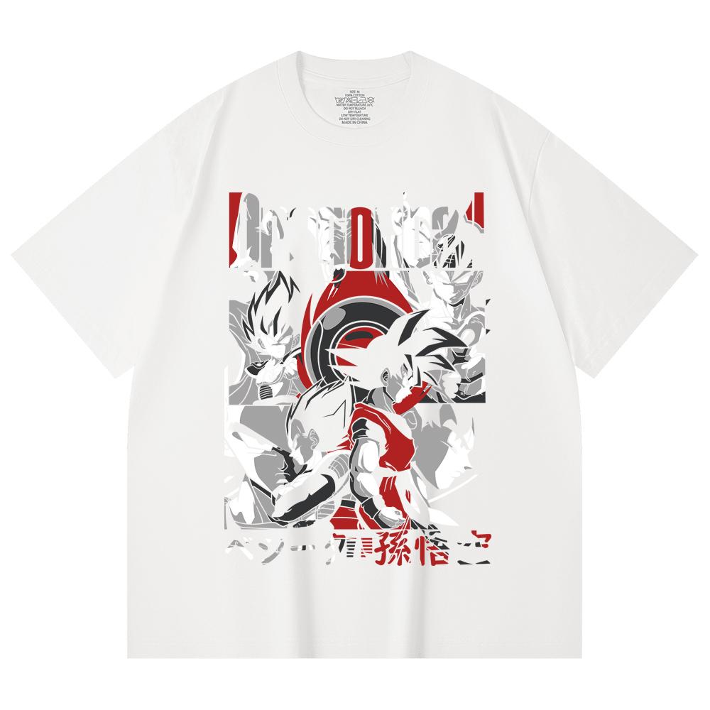 230 Gsm 100% Cotton Dragon Ball V36 Goku Vegeta Print Unisex Heavy Cotton T Shirt