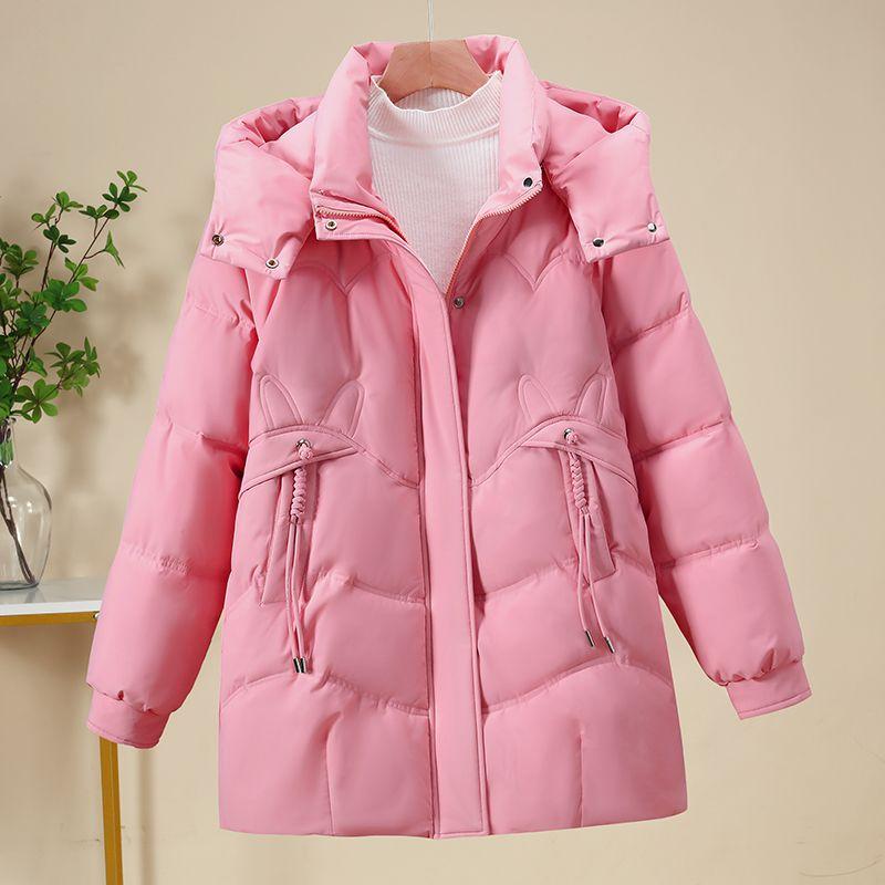 Popular New Coat down Cotton-Padded Coat for Women Winter Korean Style Loose Thickened Slimming Mid Length Long Length Cotton Coat Cotton Jacket