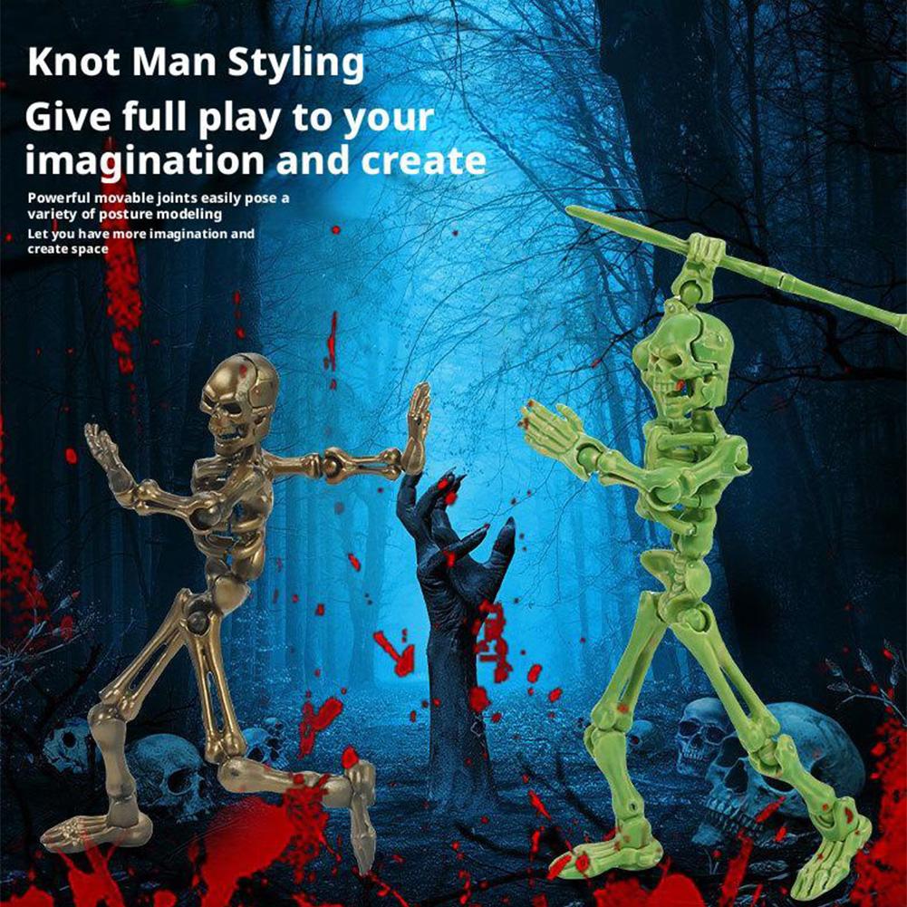 Medieval Doll Warrior Toys DIY Movable Joint Doll Figurine Skeleton Halloween Decorations Toys Skull Mini Gift Stress-relie D5W0