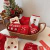 Bright Red Combed Cotton Women's Socks, Sweet and Cute Mid-calf Socks for Autumn and Winter, Christmas Socks