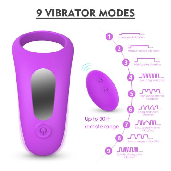 Wireless Remote Control Vibrating Cock Ring Multi-Speed Delay Ring Silicone Body-Safe Waterproof Discreet Adult Toy for Couples