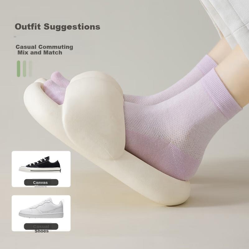 XUEXIMAN 10 Pairs of Women's Mid-Calf Socks, 10A Antibacterial And Odor-Resistant Mesh Breathable Short Socks, Solid Color Versatile Ladies' Socks