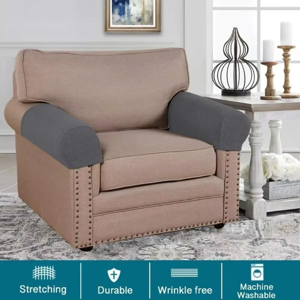 2Pcs Dust-Proof Jacquard Sofa Arm Covers Elastic Stretch Armchair Slipcovers  Chairs