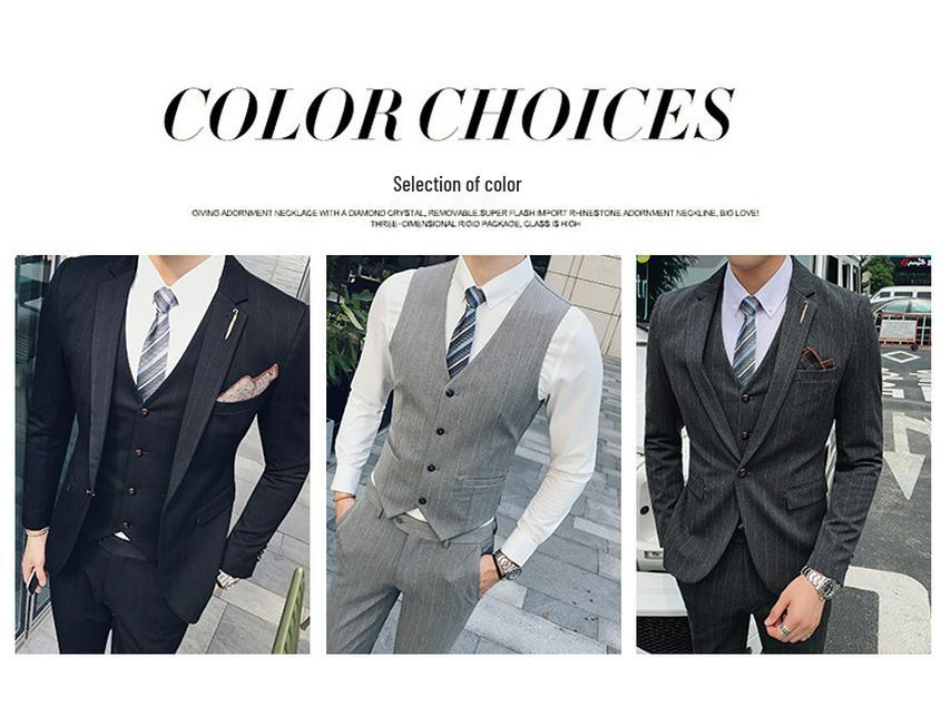 Men's Autumn/Winter Three-Piece Suit Set SJT9823-P265: Elegant Gentleman Style Suit.