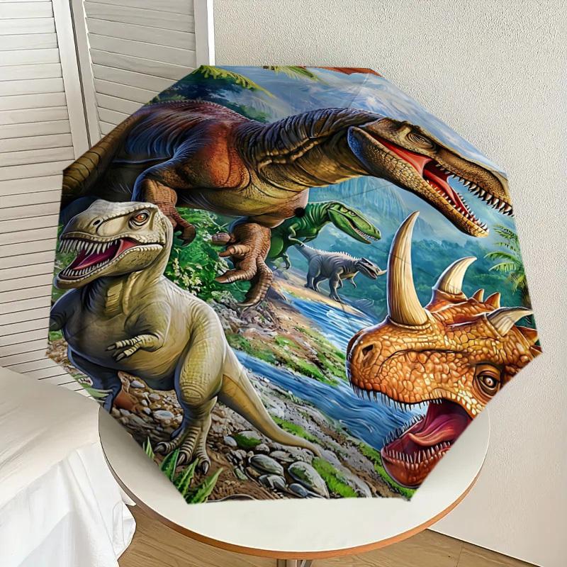 1PC Dinosaur Umbrella-8-Rib Reinforced, Automatic Open, Lightweight & Durable, Fashion Accessory for Outdoor, H0396