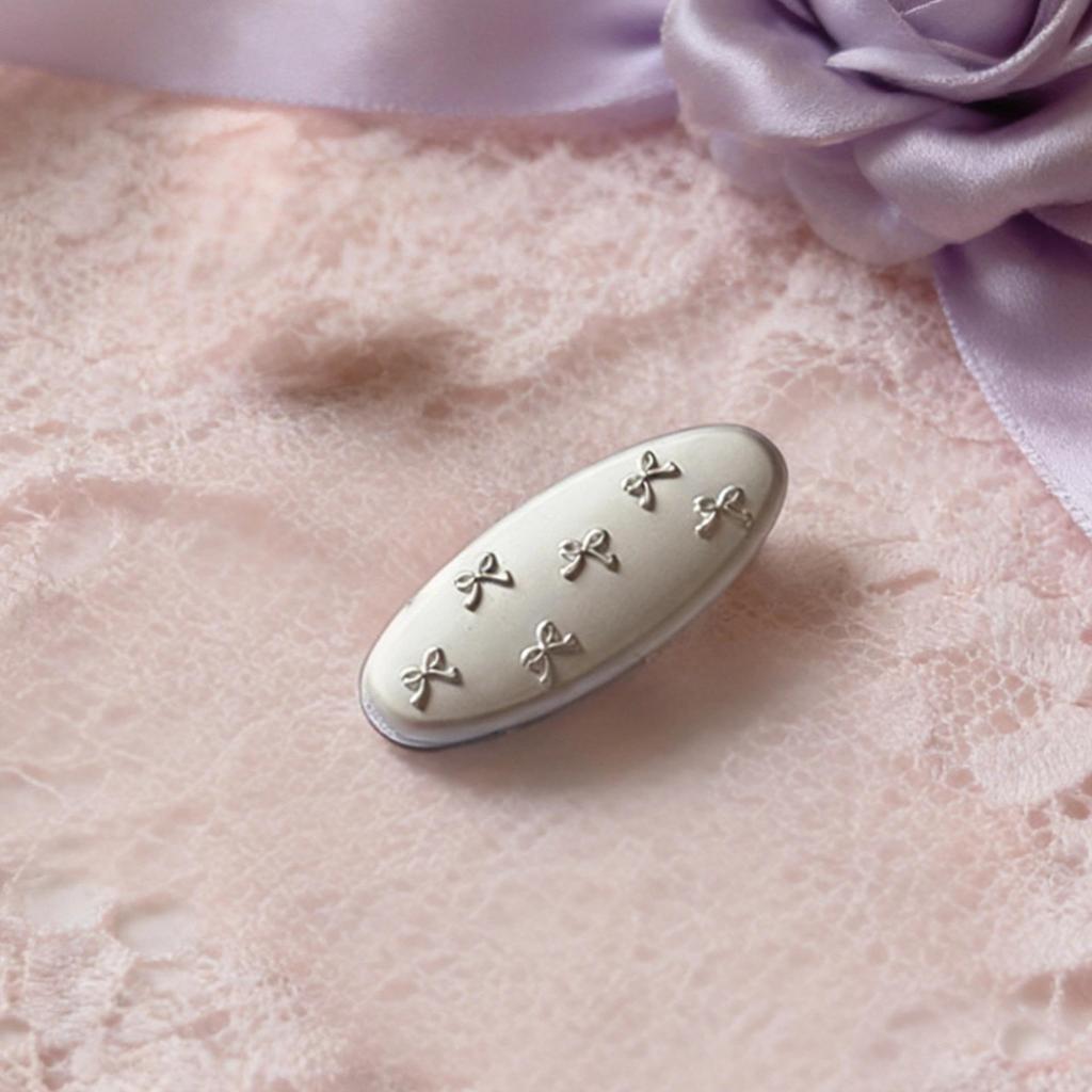 Korean Style Silver Oval Bow Hair Clip for Women - Exquisite Cute Duckbill Accessory