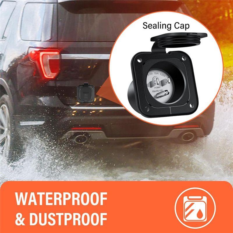 A60Z15 Amp Landstromanschluss Flansch Wohnmobil Stromstecker 2-polig 3-adrig Landstromstecker Für Boot Für Anhänger Boot Van Schuppen US Steckermay